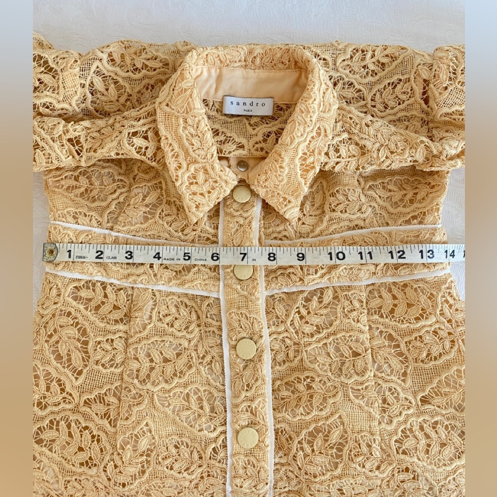 Sandro Live yellow embroidered-floral lace mini dress - Picture 11 of 13